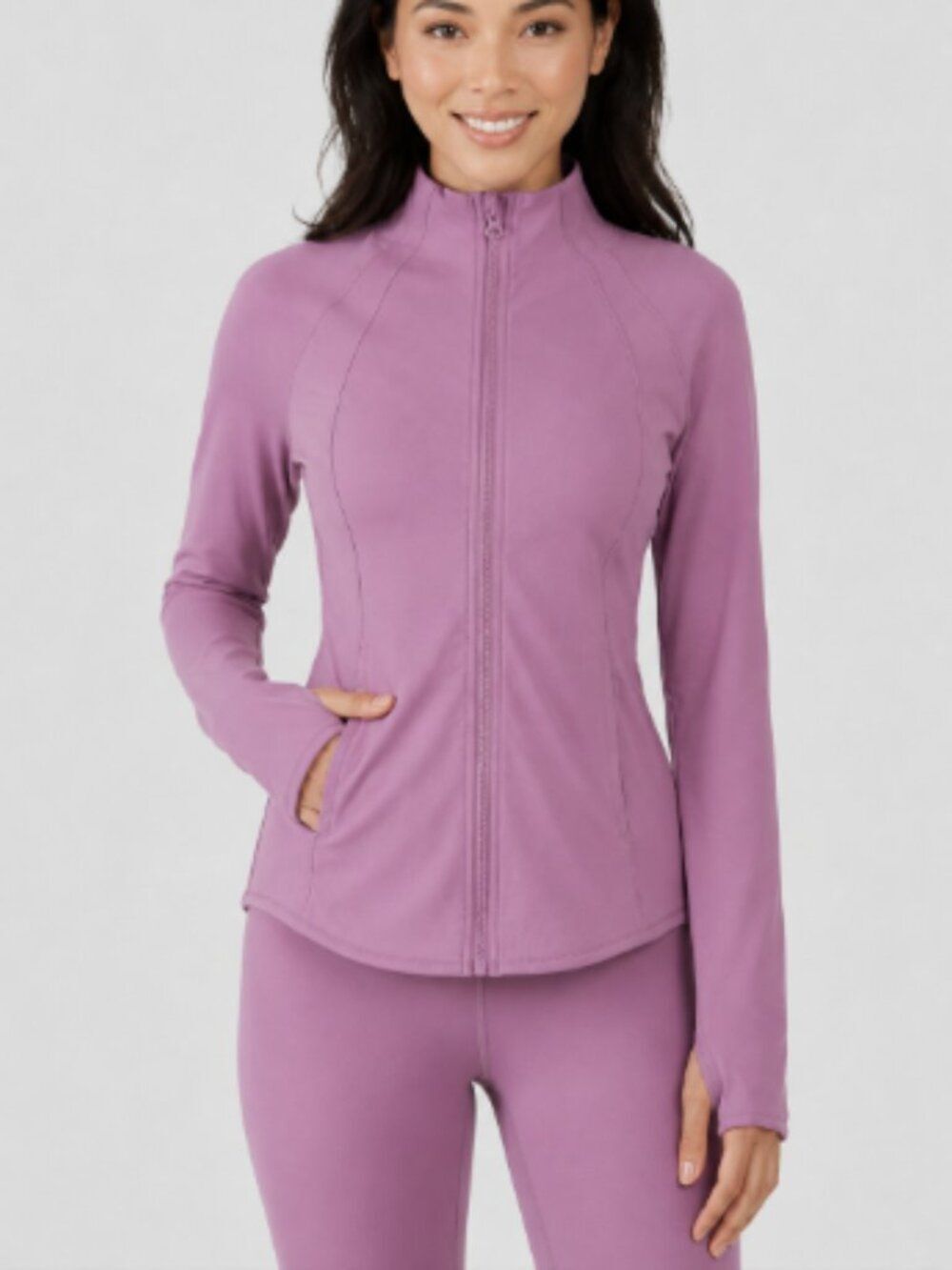 Yogalicious Womens Ultra Soft Lightweight Full Zip With Pockets -Purple(NWT)🏋